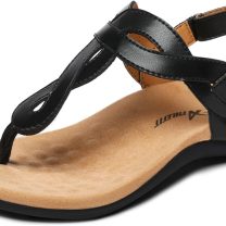 Women's Orthopedic Arch Support Sandals Comfortable Thong T-Strap Orthotic Casual Flat Sandals