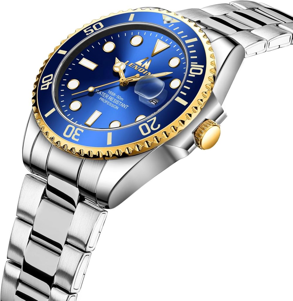 Mens Watches Stainless Steel Waterproof Analog Quartz Watch for Men with Date Luminous Fashion Wristwatch - Image 2